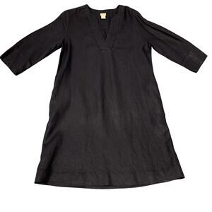 Chicos Navy Blue 100% Linen Dress with Pockets  US Size 8/10 NWOT